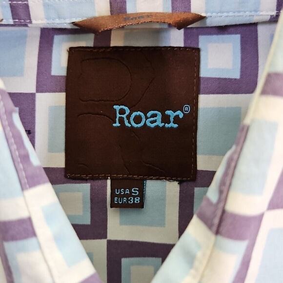 Roar Poplin Douce Button-Down Shirt Men's Size Small Long Sleeve Retro Geometric - Picture 5 of 16